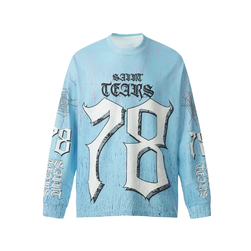 Saint michael tears all-over printed long-sleeved vintage autumn and winter T-shirt Style number: 105 Size: M L XL Wholesale price: 136 Color: Picture color